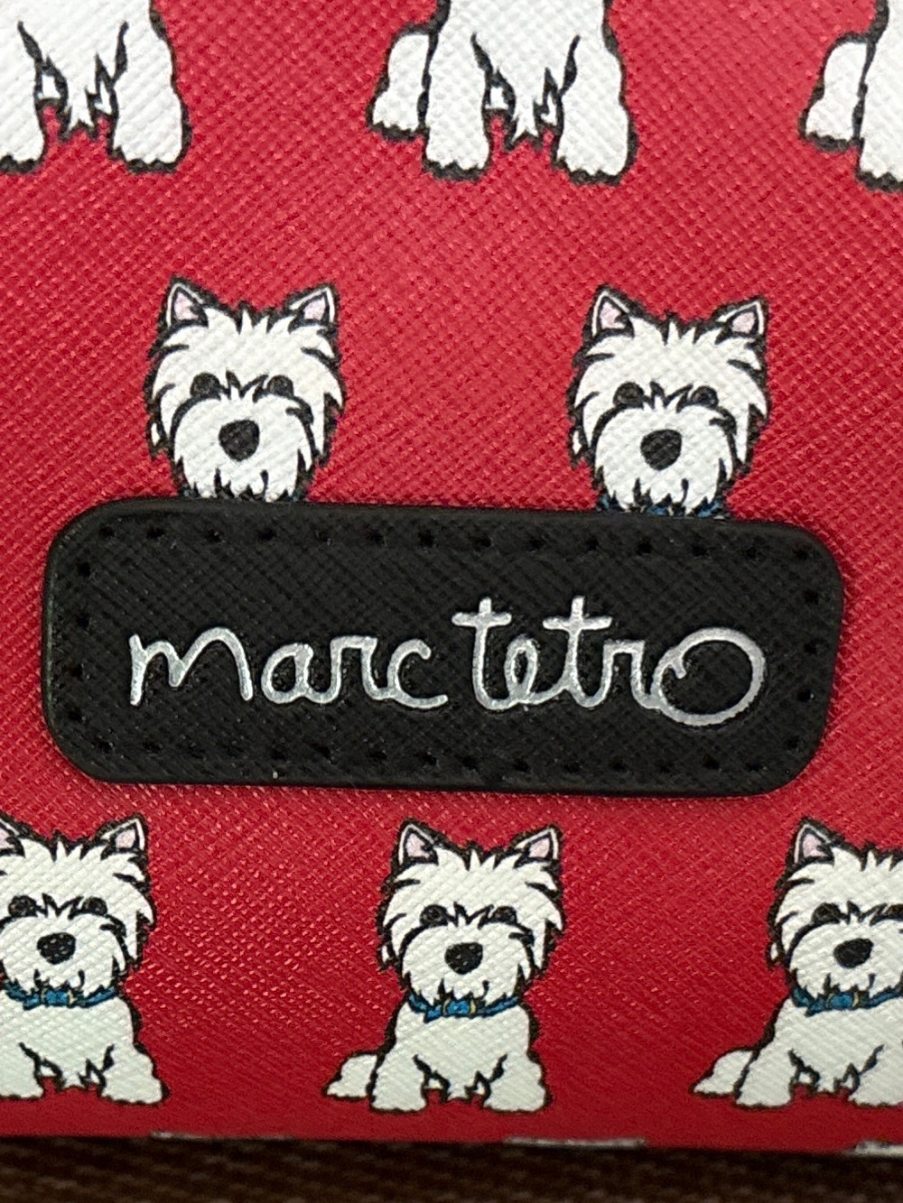 Marc Tetro Red Westie Print Cosmetic Bag. NWT - Picture 3 of 7